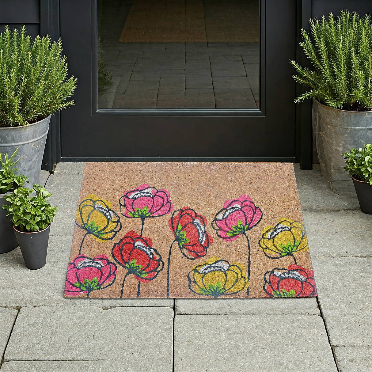 Coir Door Mat - Spring Flowers