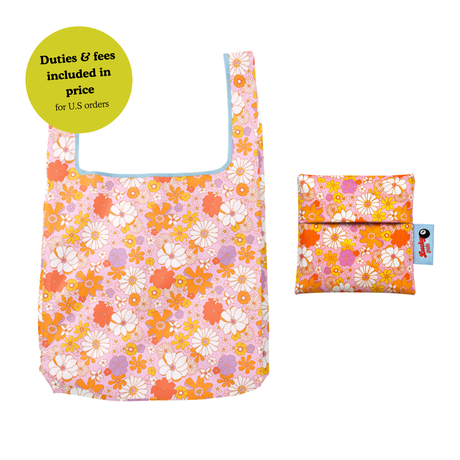 Pastel Retro Floral Foldable Nylon Tote