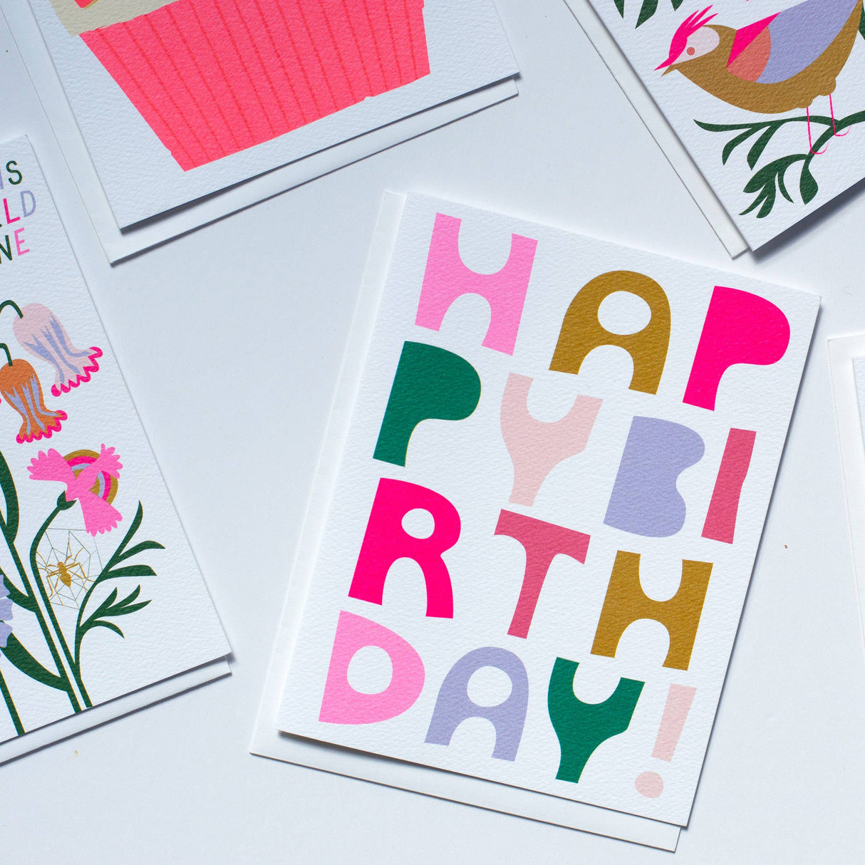 Block Letter Happy Birthday Note Card