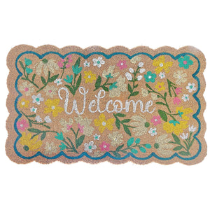 Scallop Shape Flowers Coir Door Mat