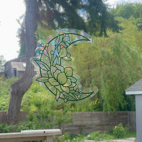 Floral Moon Suncatcher Sticker