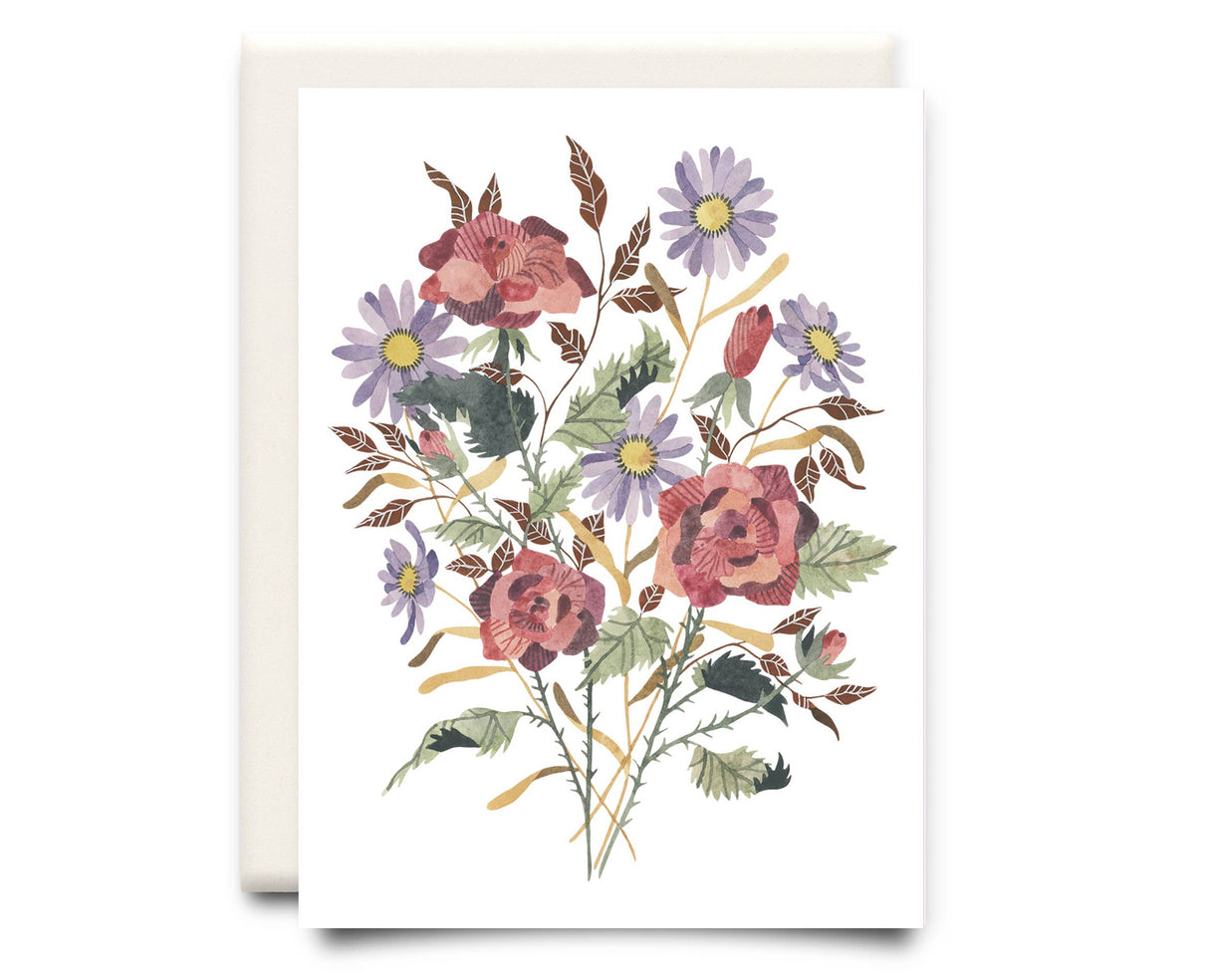 Roses Bouquet Floral Greeting Card
