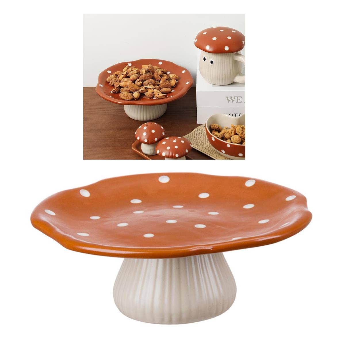Mushroom Ceramic Display Plate Serving Tray