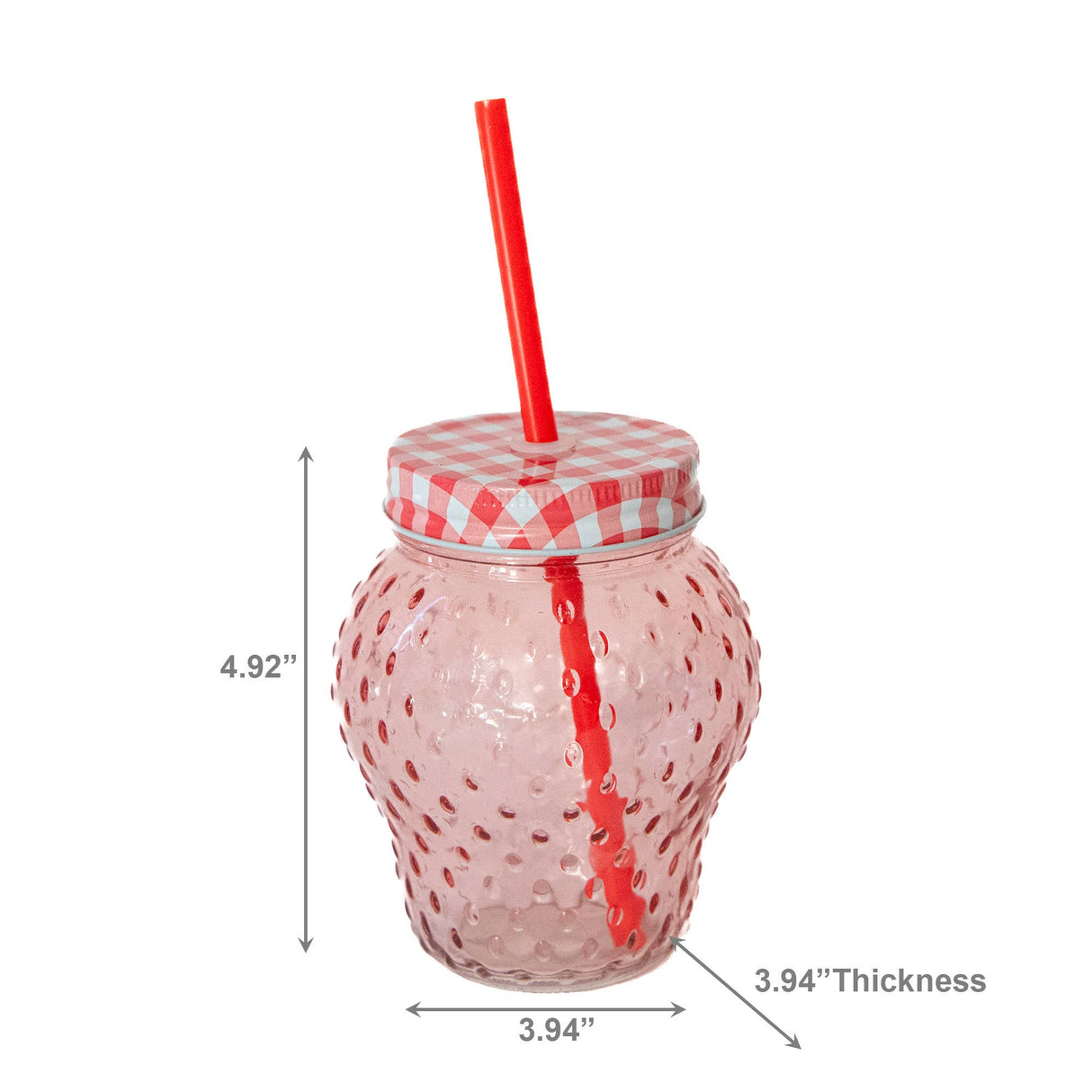 Glass Strawberry Cup with Straw