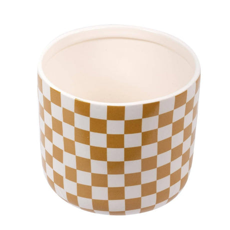 Truu Design Stylish Checkered Ceramic Planter