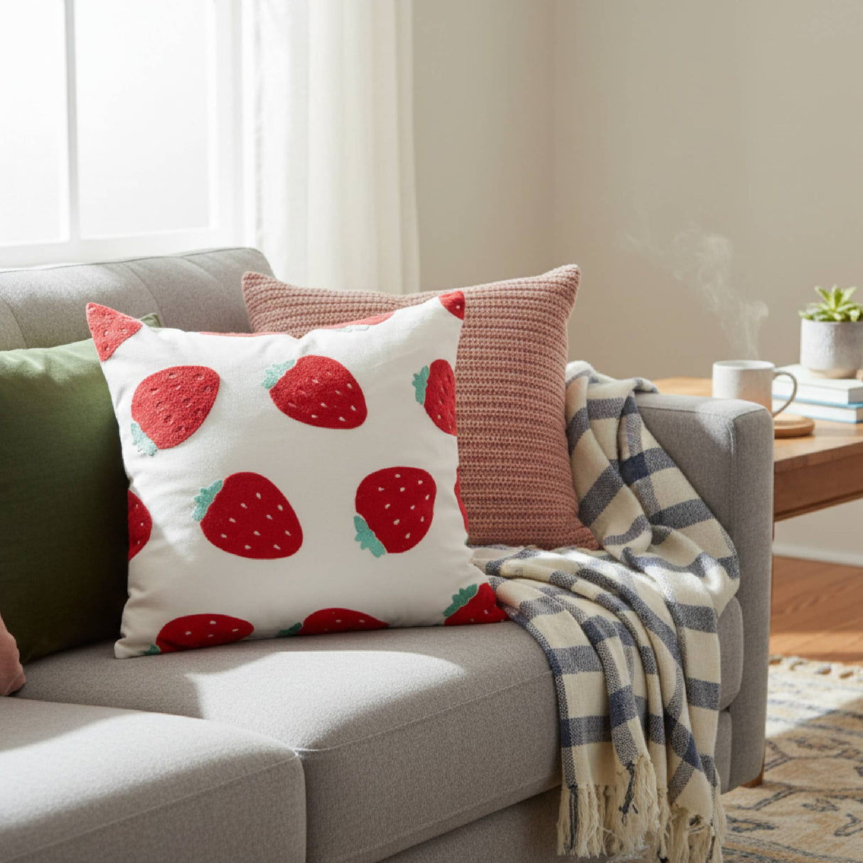 Cotton Embroidered Square Cushion