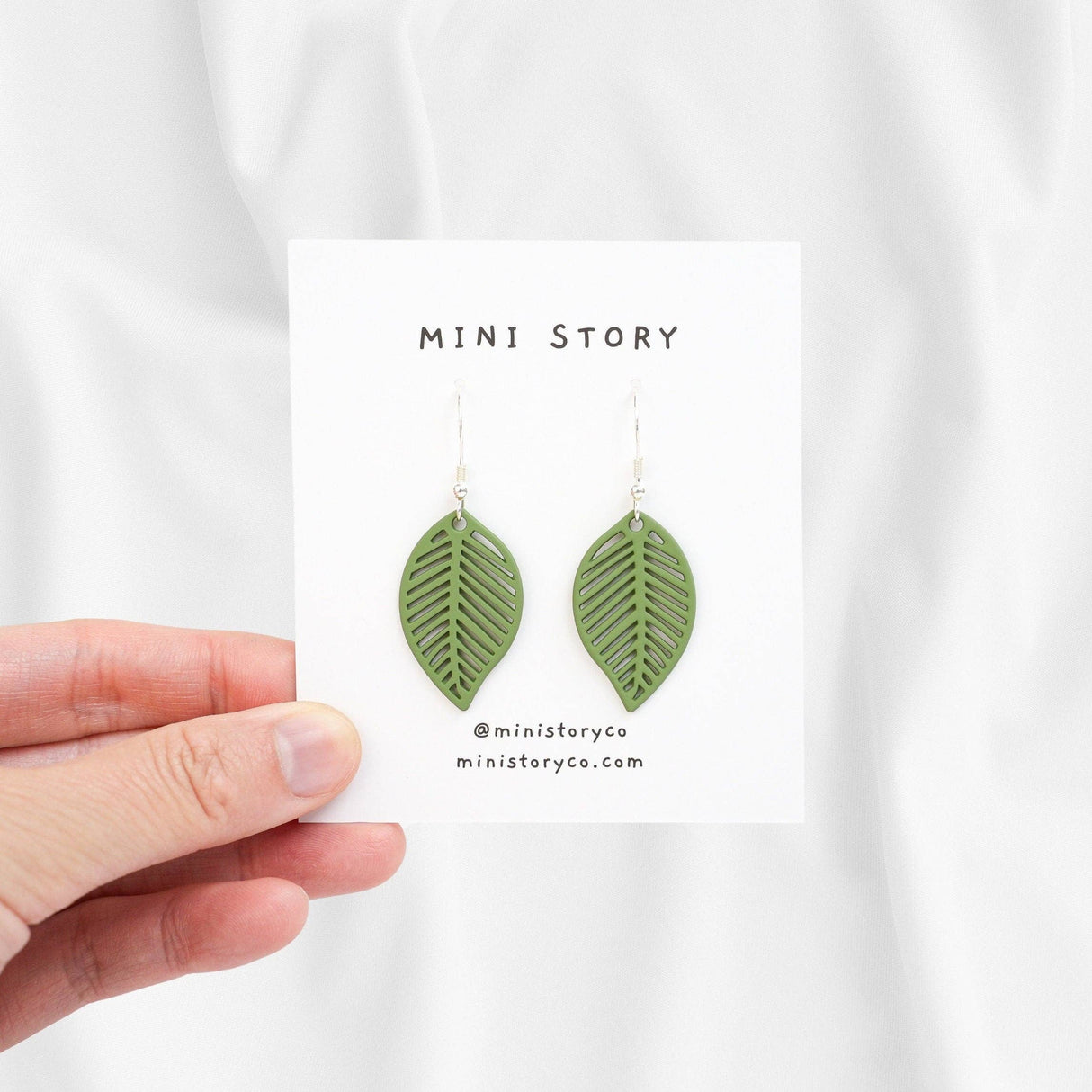 Green Leaf Dangle Earrings