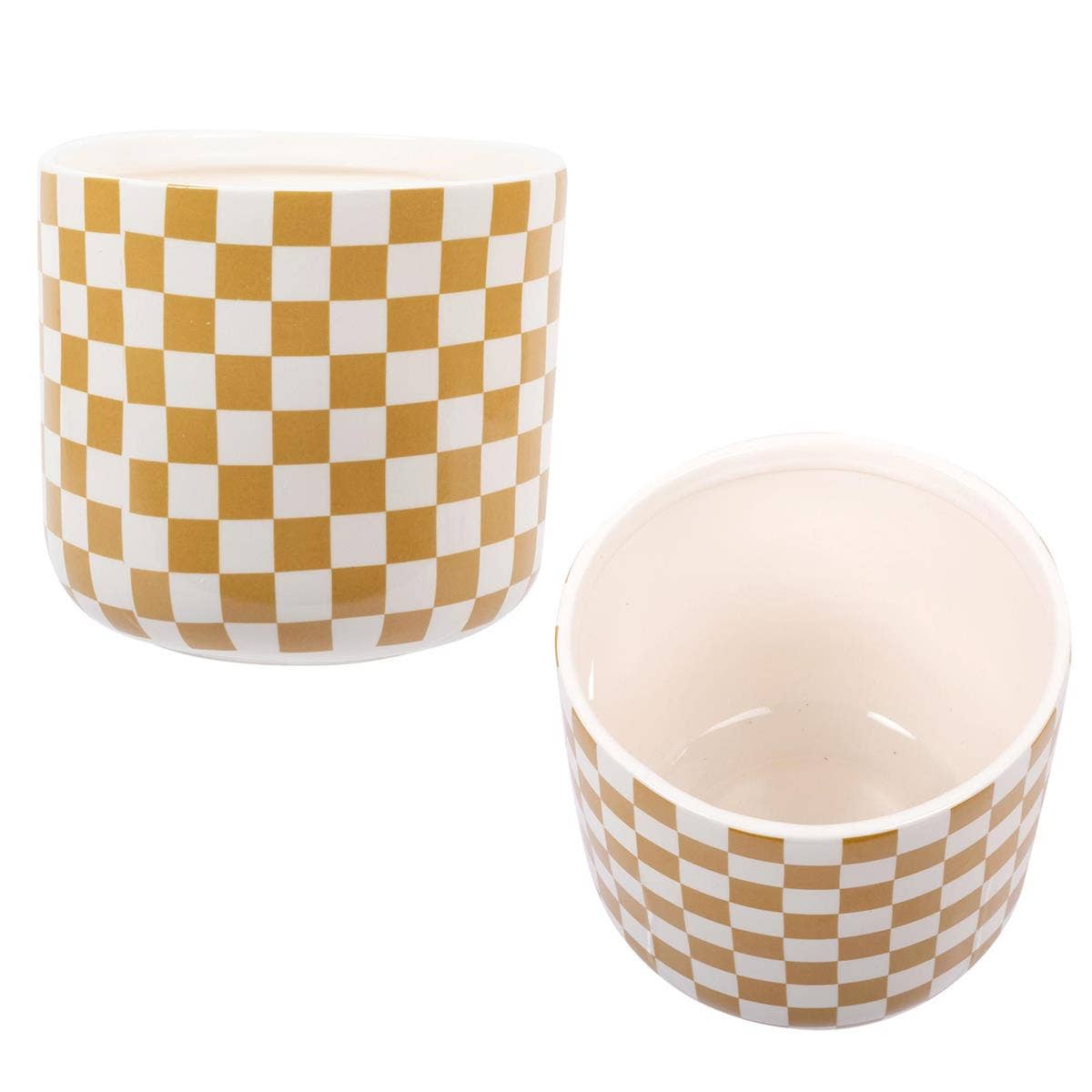 Truu Design Stylish Checkered Ceramic Planter