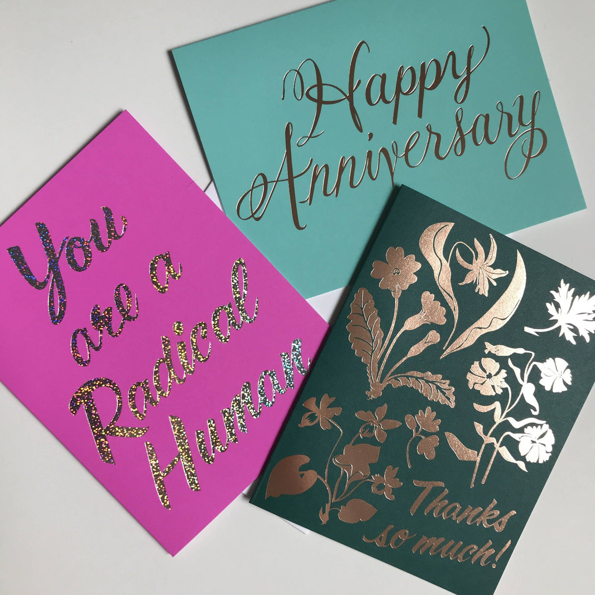 Thanks Wildflowers Rose Gold Foil Card