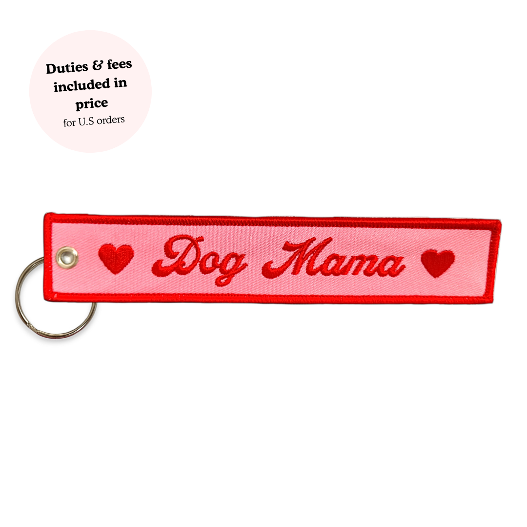 Dog Mama Embroidered Keychain