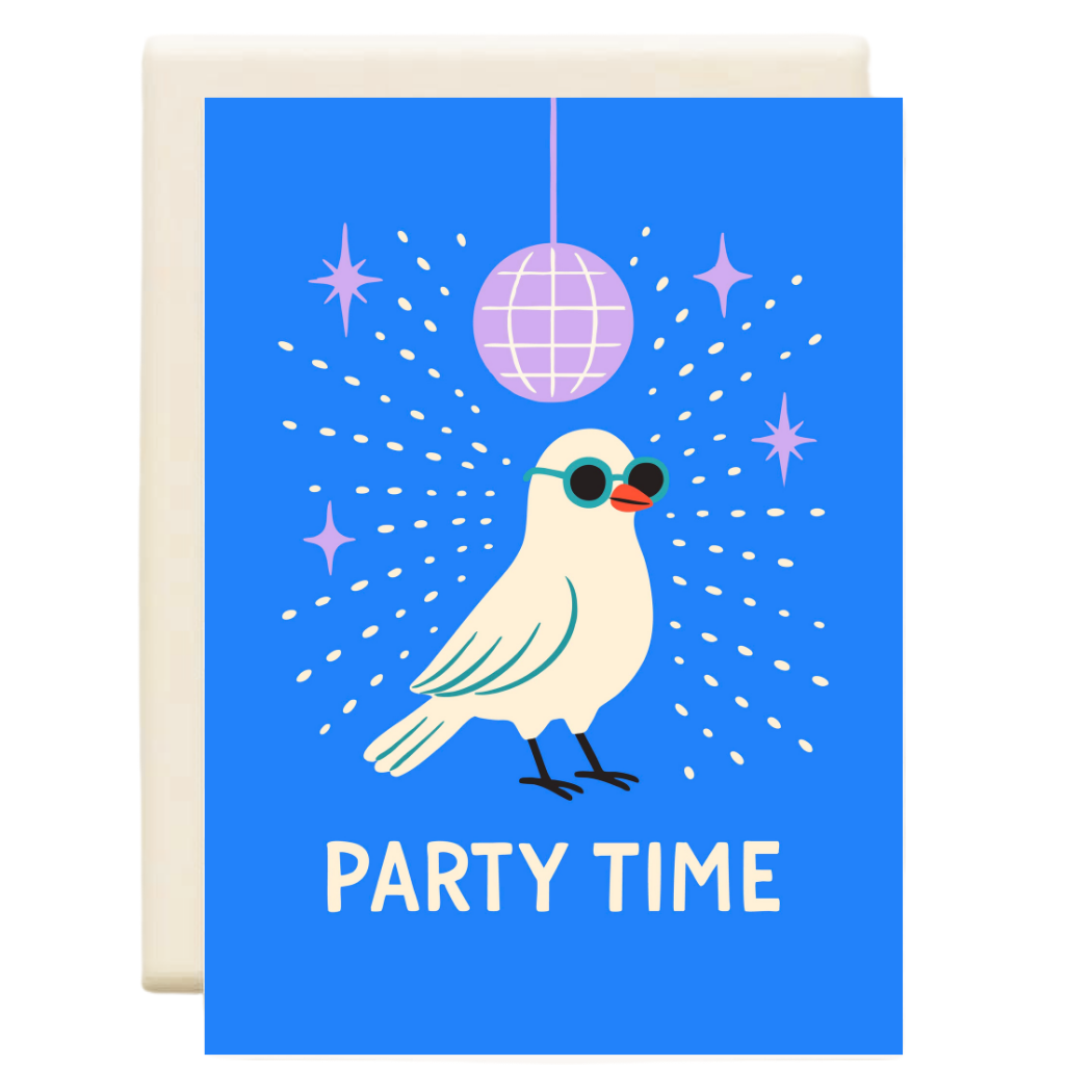 Party Time Bird Globe V2 Birthday Card