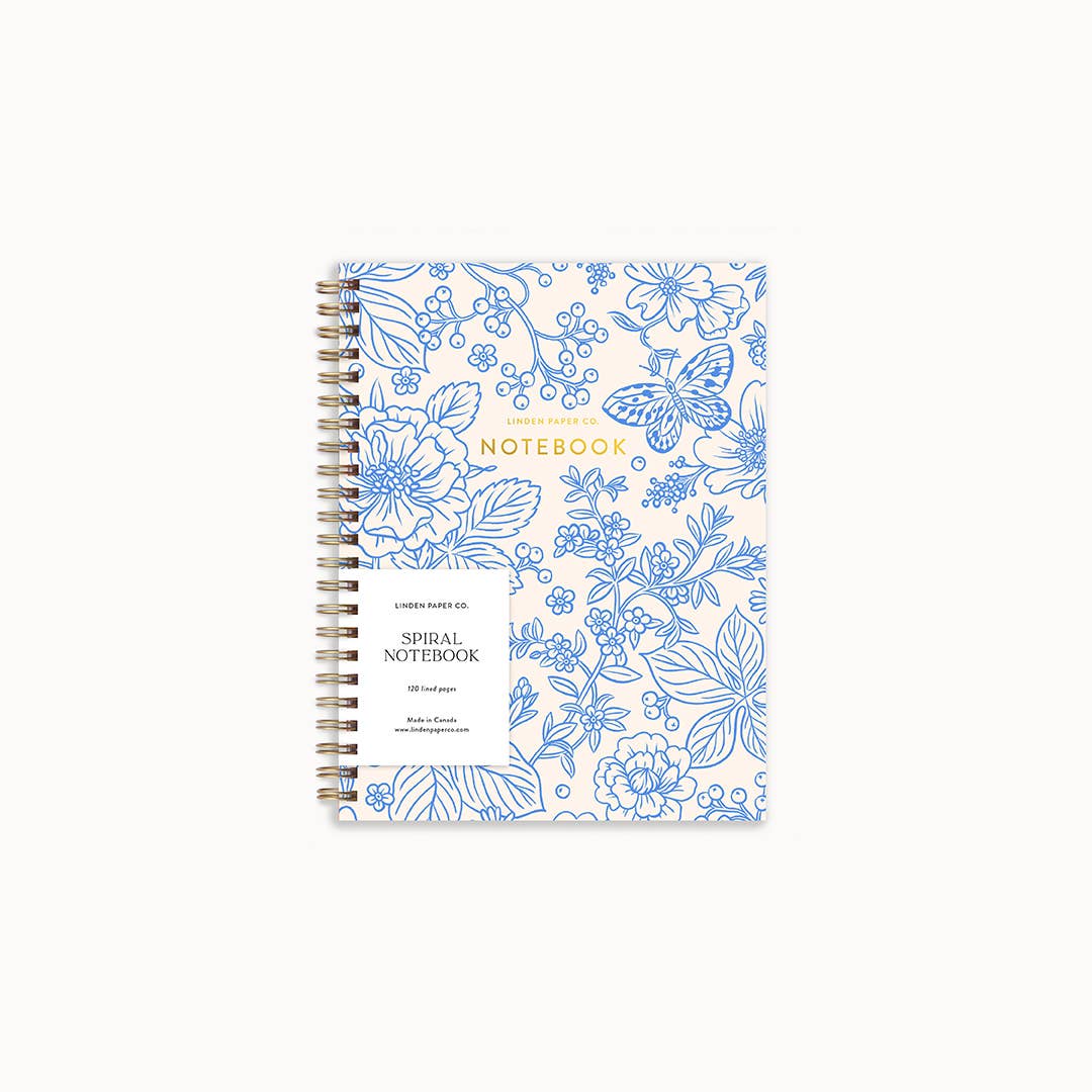 Blue Garden Notebook | Spiral Lined Notebook