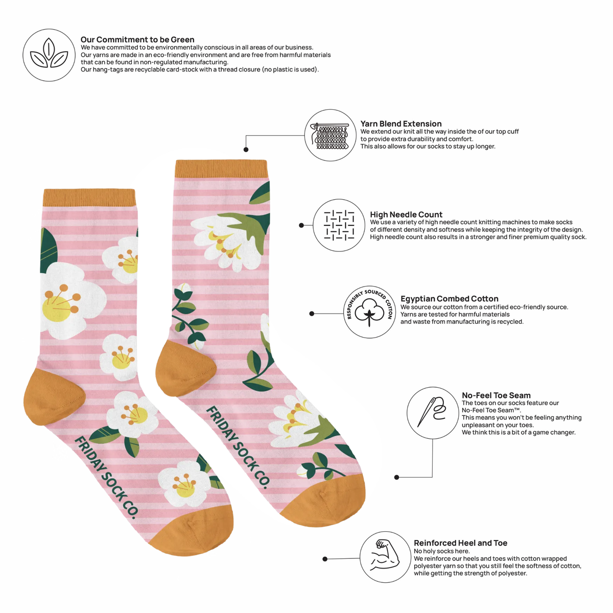 Women's Pink Stripes Crew Socks