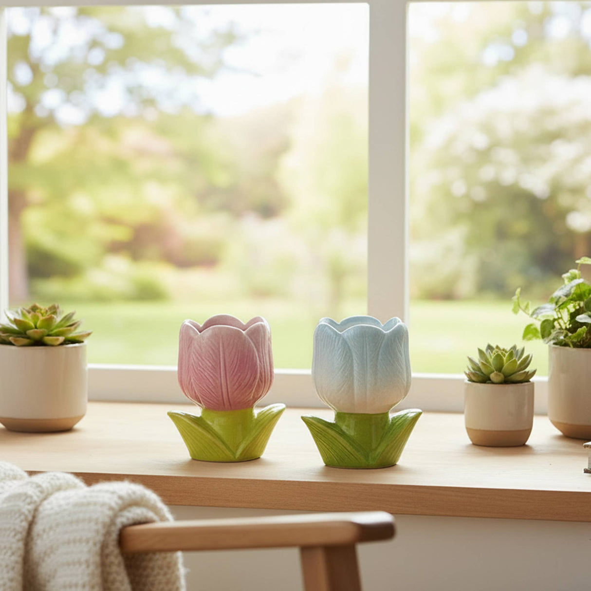 Tulip Bloom Cup Ceramic Planter