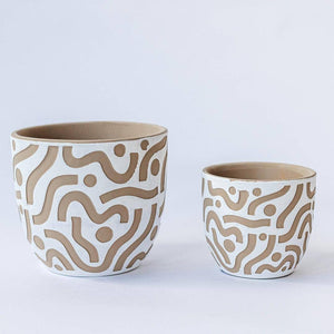 Terracotta Pot with Aztec Inspired Design