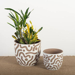 Terracotta Pot with Aztec Inspired Design
