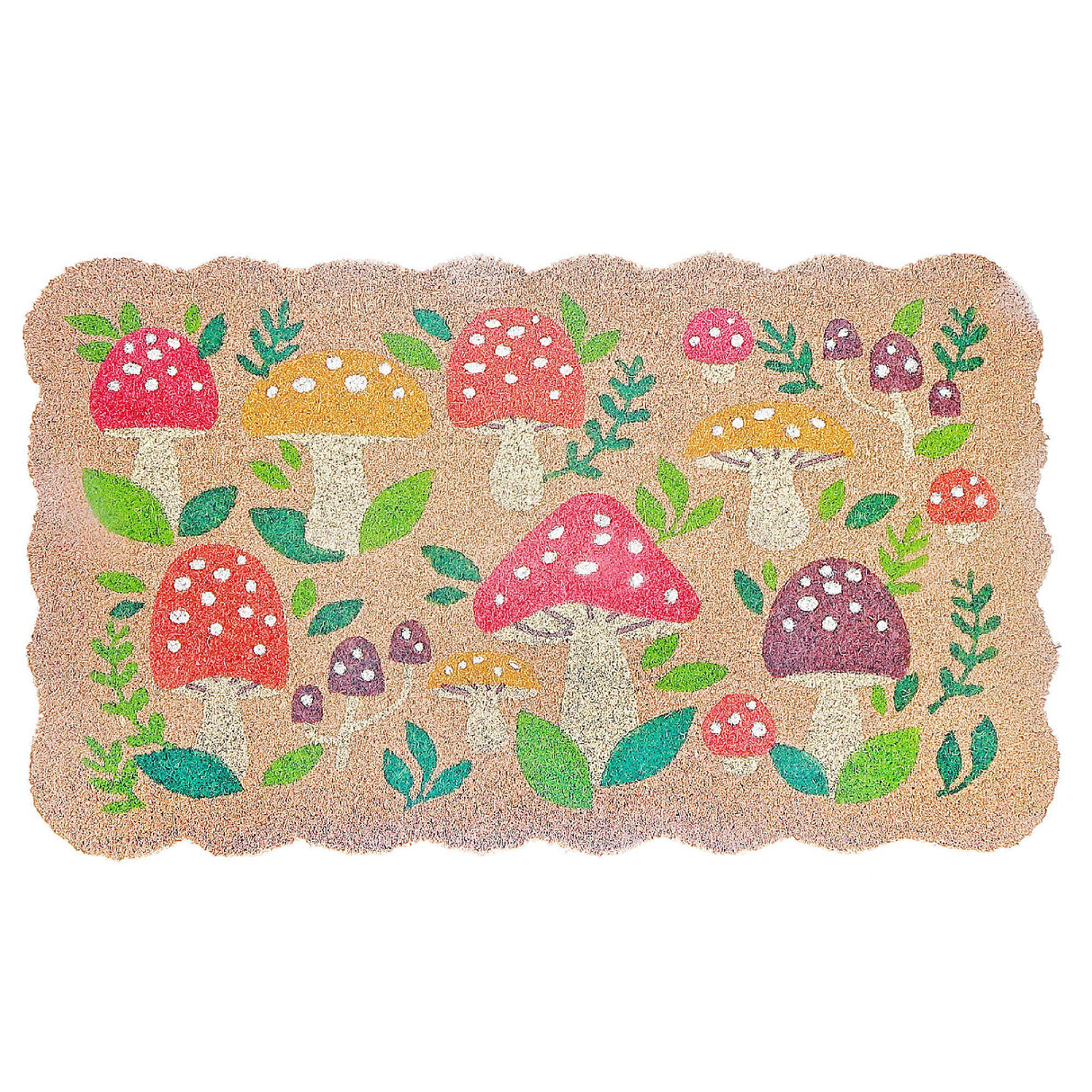 Scallop Shape Coir Door Mat Welcome Mushroom