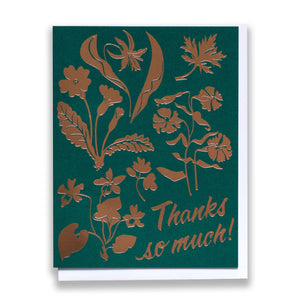 Thanks Wildflowers Rose Gold Foil Card