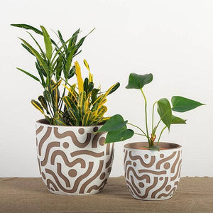 Terracotta Pot with Aztec Inspired Design