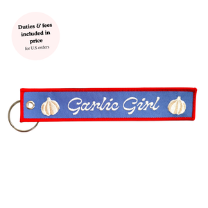 Garlic Girl Embroidered Keychain