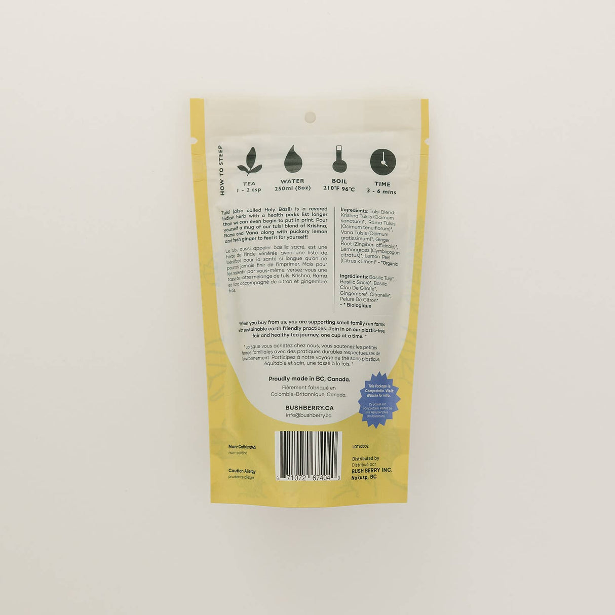 Organic Lemon Ginger Tulsi Loose Leaf Tea