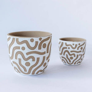 Terracotta Pot with Aztec Inspired Design