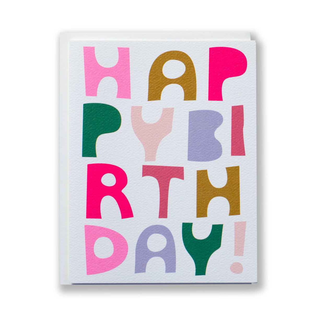 Block Letter Happy Birthday Note Card